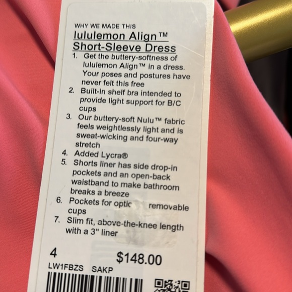 Lululemon Align Dress NWT Short Sleeve Sakura Pink - Picture 5 of 8